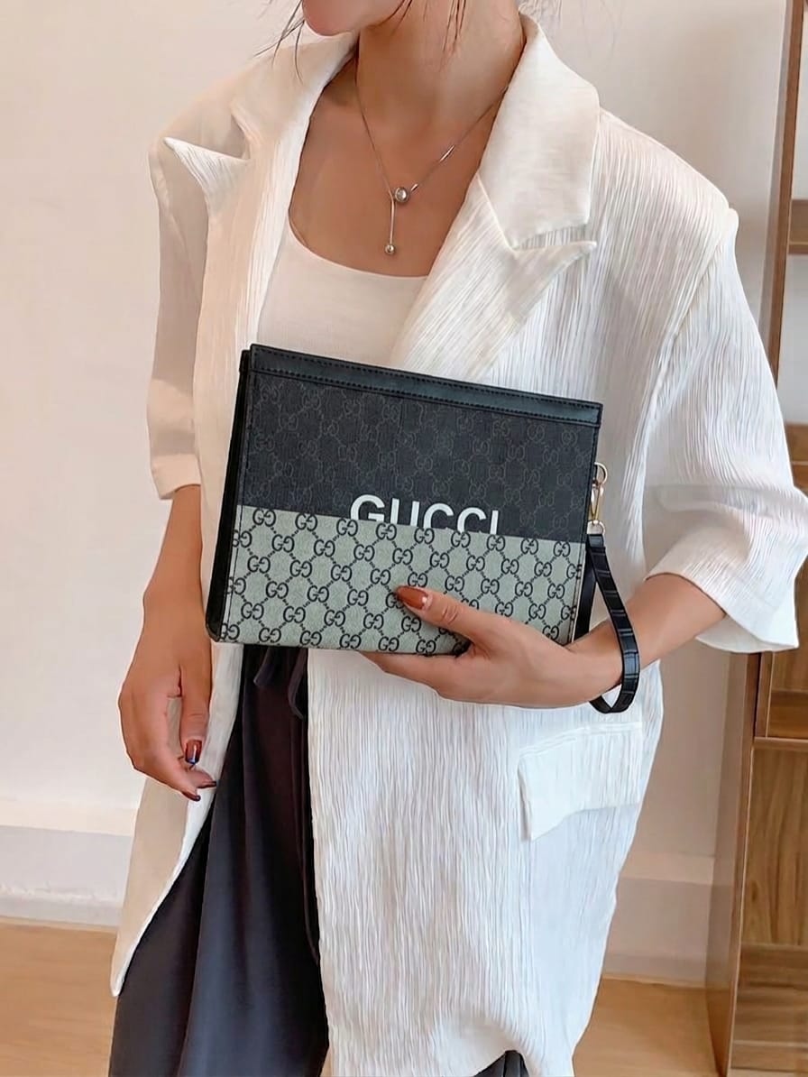 Classic Ebene Checkered Zip-Around Pouch – Luxury Unisex Utility Clutch