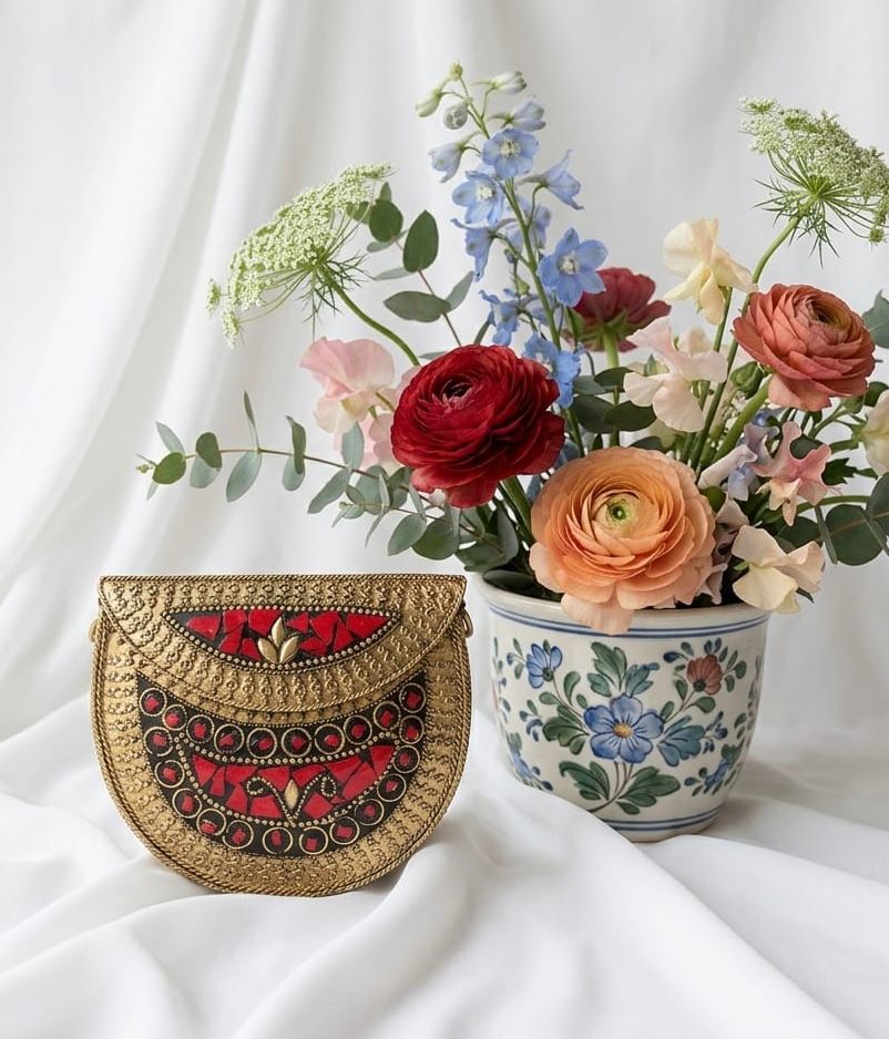 Vintage Ethnic Embroidered Clutch Bag for Women