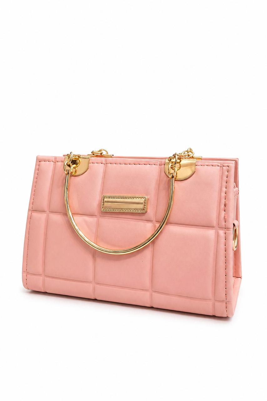 Elegant Pink Quilted Mini Handbag for Women