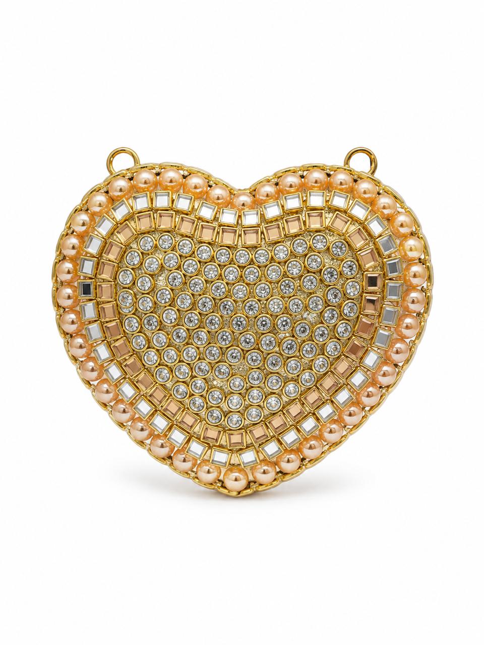 Luxury Pearl Heart Clutch Bag