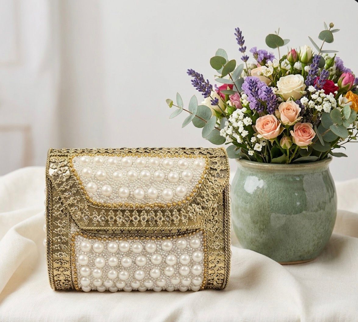 Elegant Pearl Embellished Clutch Bag