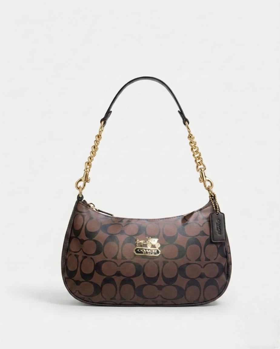 Elegant Coach-Inspired Signature Chain Shoulder Bag for Women
