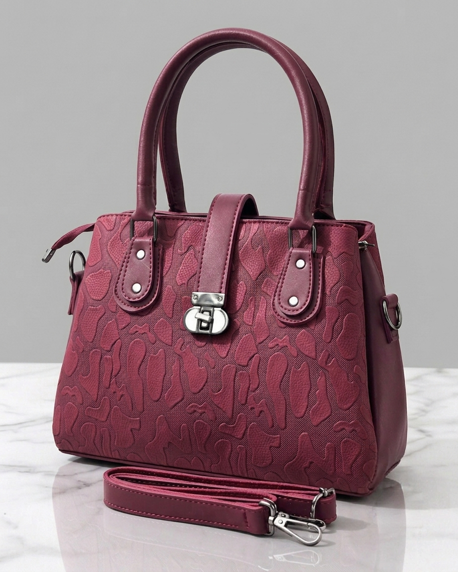 Pastel Mauve Luxury Top-Handle Bag – Stylish Textured Shoulder Bag for Women
