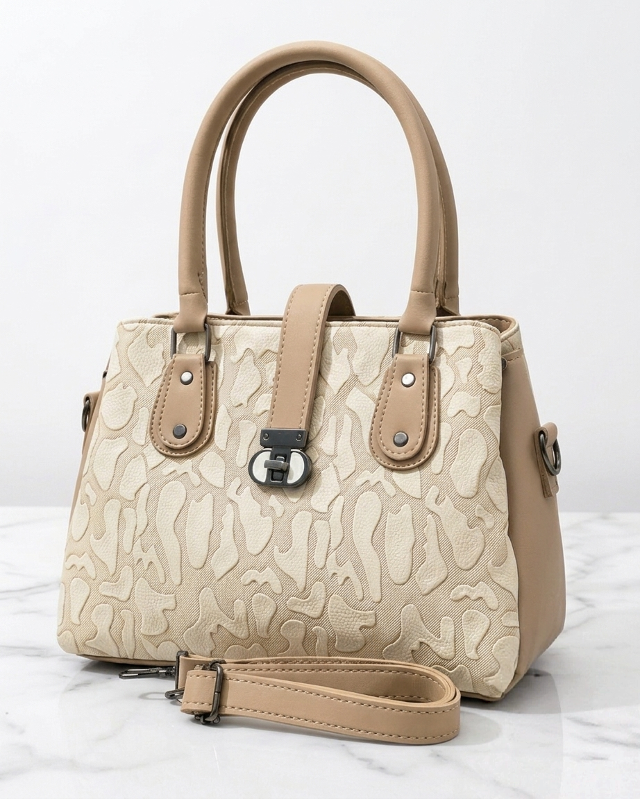 Pastel Mauve Luxury Top-Handle Bag – Stylish Textured Shoulder Bag for Women