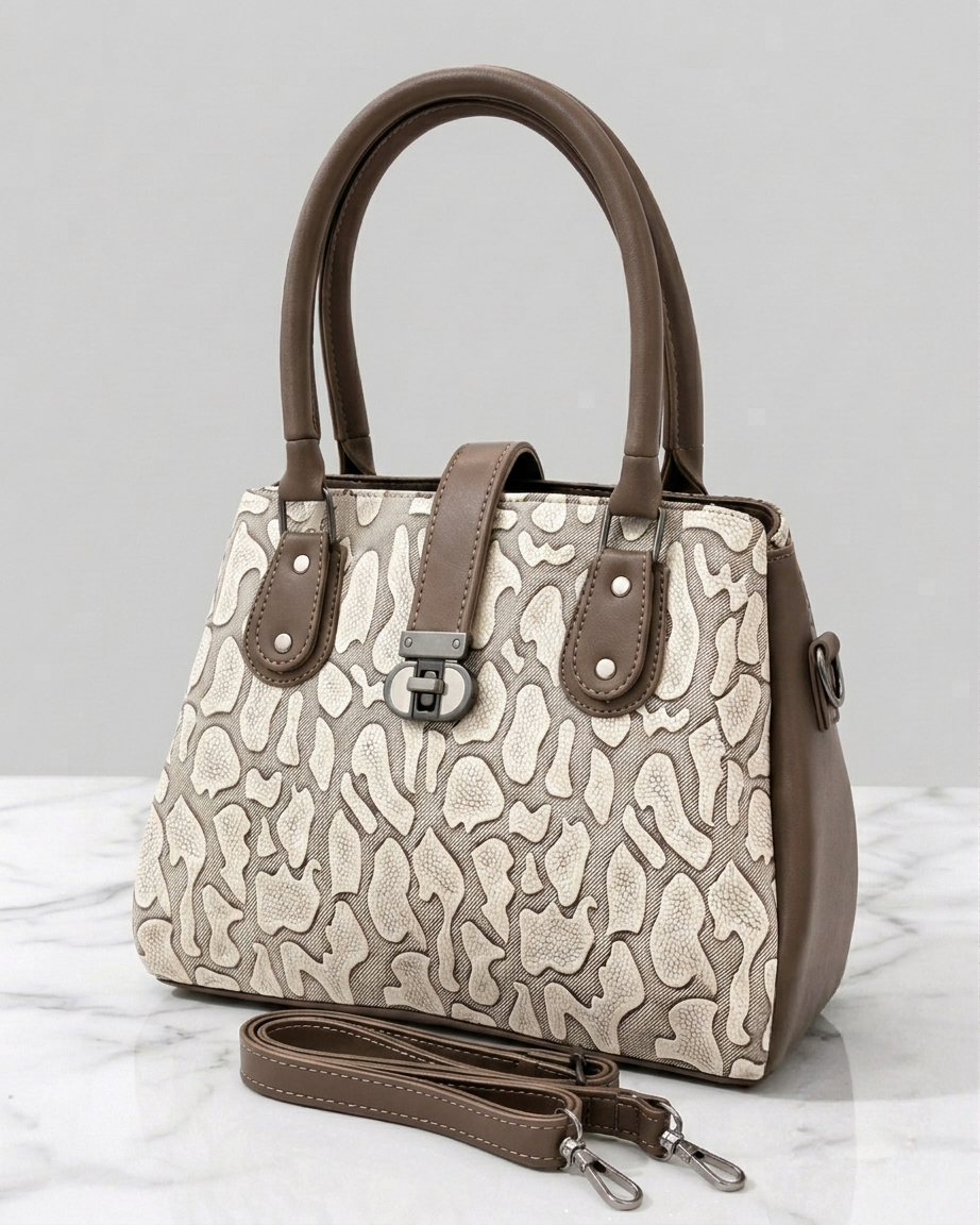 Pastel Mauve Luxury Top-Handle Bag – Stylish Textured Shoulder Bag for Women